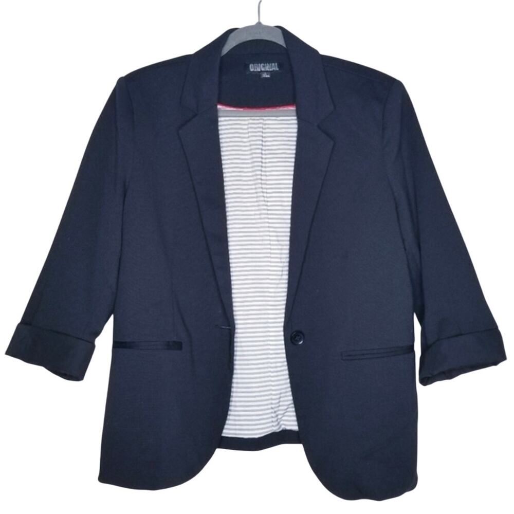 Nicole Miller Original Knit Cotton Blend Single Breasted Lined Blazer, Medium